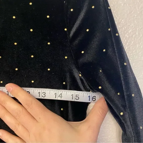 Art Class Long Sleeve bell Velvet stretch mock neck black dress L 10/12 - Picture 6 of 9